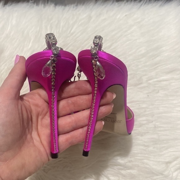 Jimmy Choo Saeda Crystal ankle strap pointed toe pump size 39EU - Picture 7 of 15